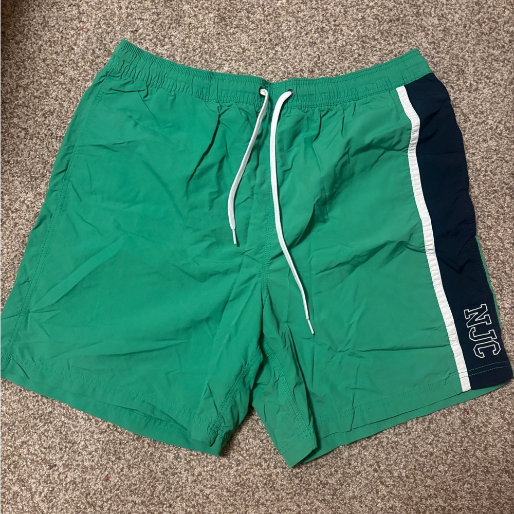 Nautica Green and Navy Swim Trunks